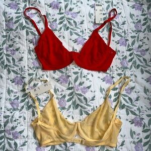 Brand New With Tags Set of (2) UO Unlined Mesh Bras 34D Summer Colors